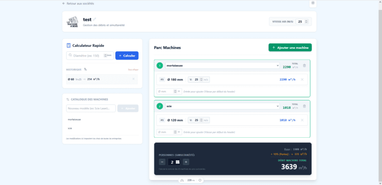 Page de gestion d'un atelier dans l'application